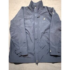 Carhartt Storm‎ Defender Jacket Mens Blue XL Un-Hooded Waterproof Workwear Coat